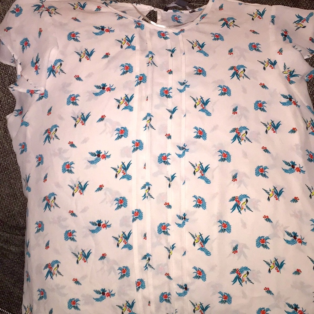 Hummingbird blouse with cap sleeves